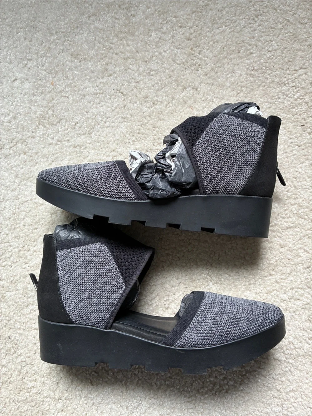 Eileen Fisher Ogden Black Stretch Nubuck Wedge Bootie Women’s 7M